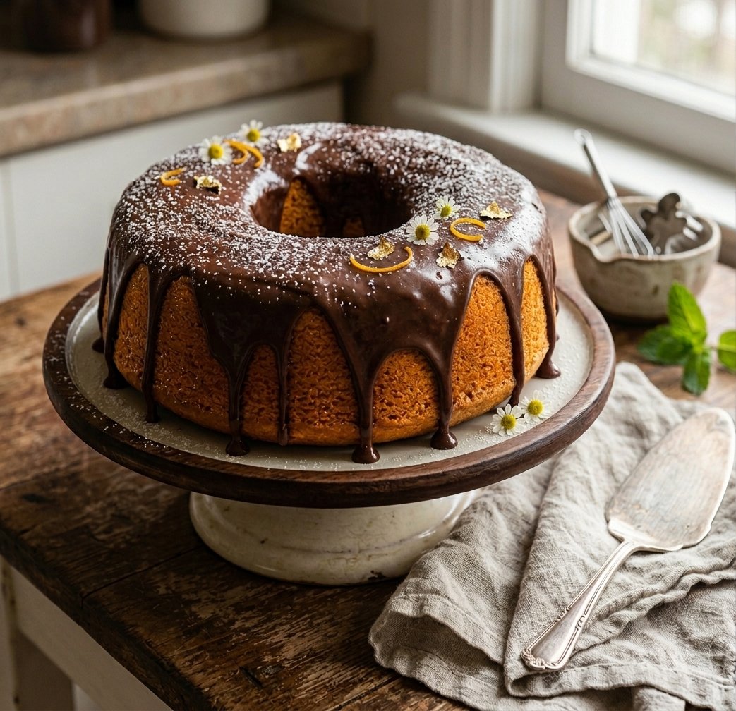Bolo de cenoura com cobertura de chocolate