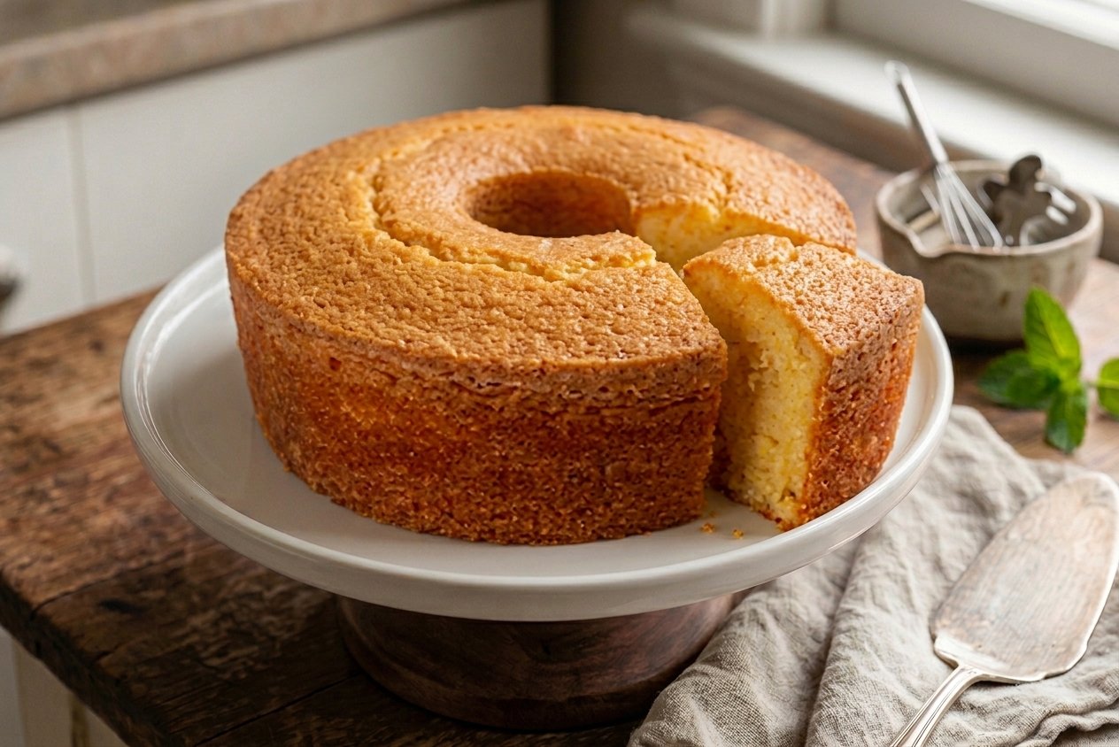 Bolo de milho de lata servido para o café da tarde